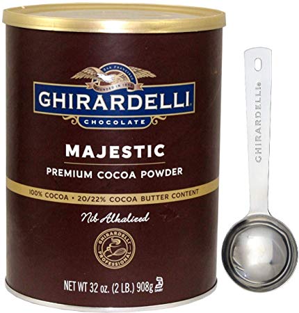 Ghirardelli Majestic Premium Cocoa Powder, 32 Ounce Can - with Limited Edition Measuring Spoon
