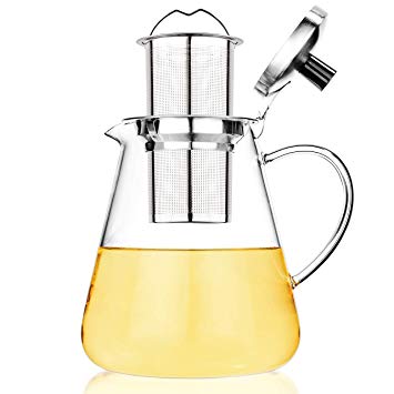 Tealyra - 40-ounce JUNO GLASS TEAPOT - Stove-Top Safe - Large Borosilicate Glass Pot - Kettle - w/Removable Stainless-Steel Infuser - Best For Loose Leaf or Blooming Tea - 1200ml - Makes 4-5 cups