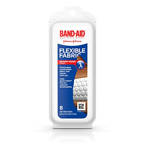 Band-Aid Brand Adhesive Bandages Flexible Fabric, 8 Count (Pack of 1)