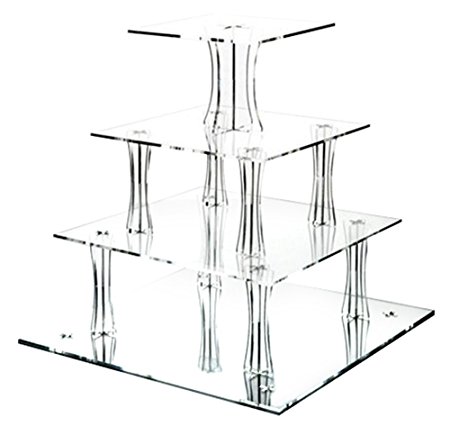 Jusalpha Square Acrylic Wedding Cupcake Stand Tree Tower Cupcake Display(ZJS)  (4 tier)