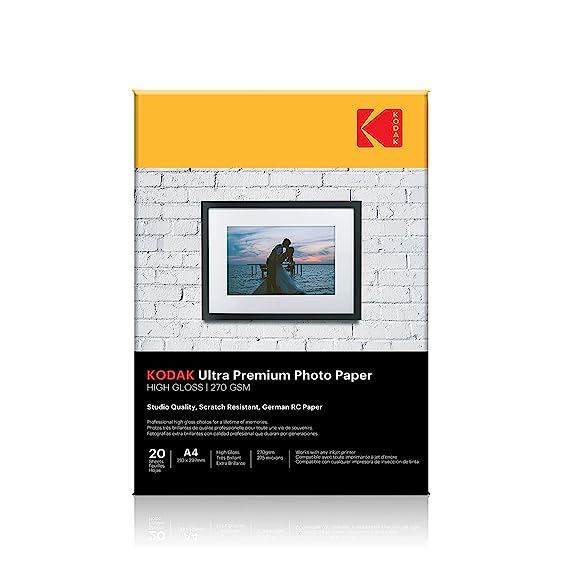 KODAK 270GSM A4 PREMIUM PHOTO PAPER RC GLOSS 20SHEETS