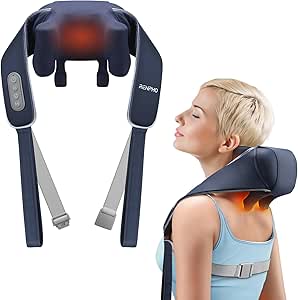 RENPHO Neck Massager with Heat, 6D Cordless Neck and Shoulder Massager for Pain Relief Deep Tissue, 2 Heating Levels, Shiatsu Back Massager for Neck and Shoulder Pain, Birthday Gifts for Men or Women