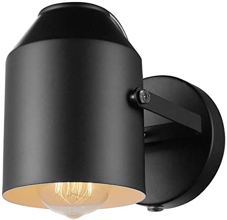 Globe Electric 51514 Greyson 1-Light Plug-in or Hardwire Wall Sconce, Matte, 6ft Black Fabric Covered Cord, Inline On/Off Rocker Switch