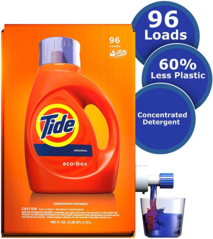 Tide Liquid Laundry Detergent Eco-Box, Original Scent, 105 fl oz, 96 loads