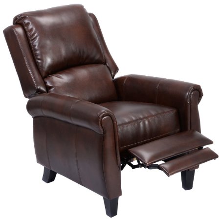 Giantex Leather Recliner Accent Chair Push Back Living Room Home Furniture w/ Leg Rests