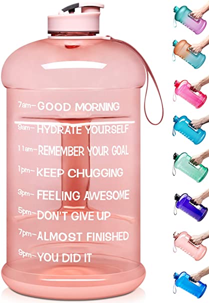 Venture Pal Large 128oz/74oz Leakproof BPA Free Fitness Sports Water Bottle with Motivational Time Marker to Ensure You Drink Enough Water Throughout The Day