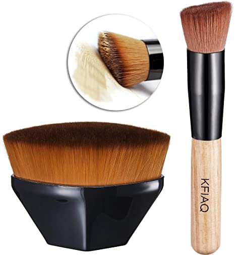 KFiAQ Foundation Brush Makeup Brush & Wooden Handle Kabuki Foundation Brush, for Blending Liquid, Cream, Concealer Premium, Easy to Carry