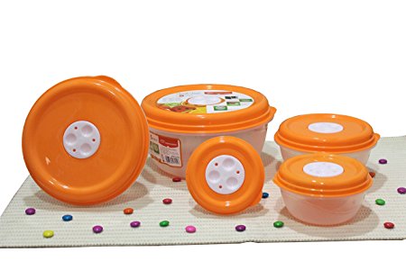 Princeware Fresh Ven Bowl Package Container Set, 5-Pieces, Orange