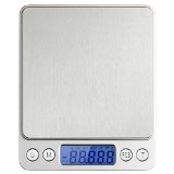 Etekcity 500g Digital Pocket Scale Stainless Steel Backlit Display Tare Hold and PCS Features 0001oz Resolution