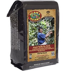 Dean's Beans Organic Coffee Company, French Vanilla Kiss Natural Water Process Decaf, Ground, 16 Ounce Bag (Organic, Fair Trade and Kosher Certified)