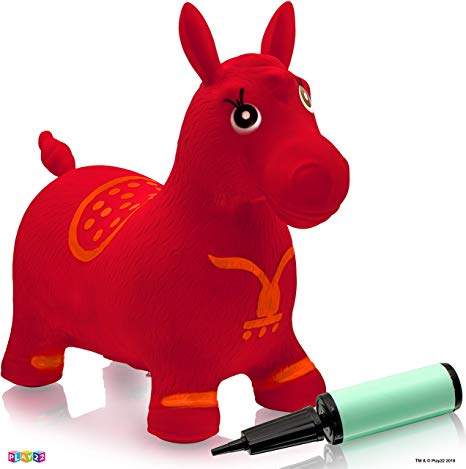 Horse Hopper RED - Inflatable Horse Bouncer Free Pump Included - Bouncy Horse Toys for Kids & Toddler Riding Horse Toy Great for Indoor and Outdoor Toys Play - Best Gift for Boys and Girls (RED)