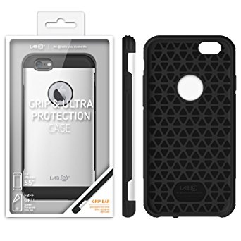 iPhone 6 PLUS & 6S PLUS Case, LABC Grip & Ultra Protection Non-Slip Slim-Fit Case Premium TPU Non Slip Side Surface with Excellent Grip Ultra Protection Case for iPhone 6 PLUS & 6S PLUS (White/Silver)