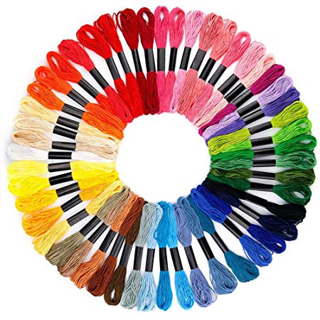B&S FEEL Embroidery Floss Premium Rainbow Color Cross Stitch Threads Friendship Bracelets Floss Crafts Floss (50 Skeins Per Pack)