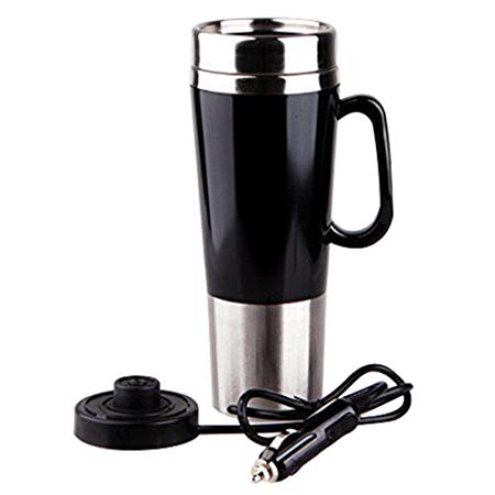 400ml Vacuum Insulated Stainless Steel Travel Mug Car Cup with charger car Boiling Mug Electric Kettle Boiling Vehicle Thermos DC12V Heating Cup Applicable to the Boiling Water Coffee Milk and Tea