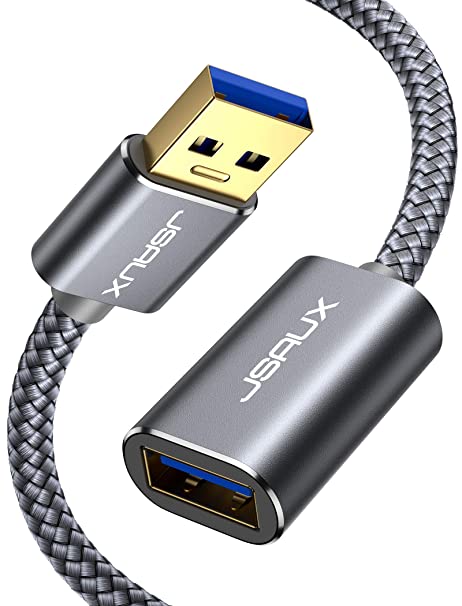 USB 3.0 Extension Cable 6.6FT, JSAUX USB A Male to Female Extension Cord Durable Braided Material Fast Data Transfer Compatible with USB Keyboard, Flash Drive, Hard Drive, Playstation, Xbox, Oculus VR