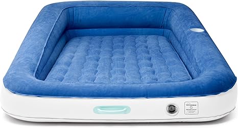 SoundAsleep Dream Series Kids Air Mattress with High Speed External Pump - Extra Tall Safety Bumpers - Portable, Toddler Blow up Bed for Kids - Inflatable Toddler Air Mattress for Home and Camping