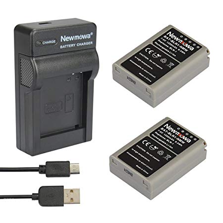 Newmowa® BLN-1 Replacement Battery (2-Pack) and Portable Micro USB Charger kit for Olympus BLN-1, BCN-1 and Olympus OM-D E-M1, OM-D E-M5, PEN E-P5,OM-D E-M5 II (2 batteries 1 charger)