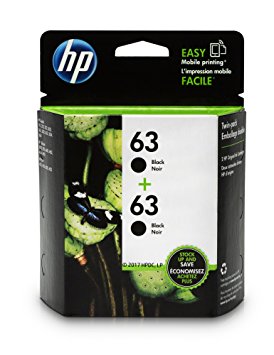 HP 63 Black Original Ink Cartridges, 2 Cartridges (T0A53AN)