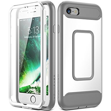 iPhone 8 Case, iPhone 7 Case, YOUMAKER Full Body Heavy Duty Protection Shockproof Slim Fit Case Cover for New Apple iPhone 8 4.7 inch (2017) / iPhone 7 with Built-in Screen Protector (White/Gray)