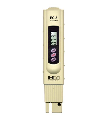 HM Digital EC-3 Handheld Electrical Conductivity (EC) Tester Meter with Case, 0 - 9990 µS Measurement Range, 1µS Resolution, +/- 2% Readout Accuracy