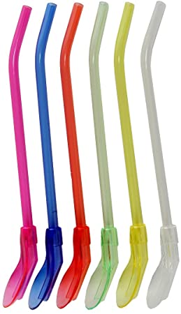 Home-X - Colorful Stirring Spoon Straws (Set of 6), The Ultimate Two-In-One Kitchen Utensil Perfect for Cereal, Smoothies, Milkshakes, and Soups