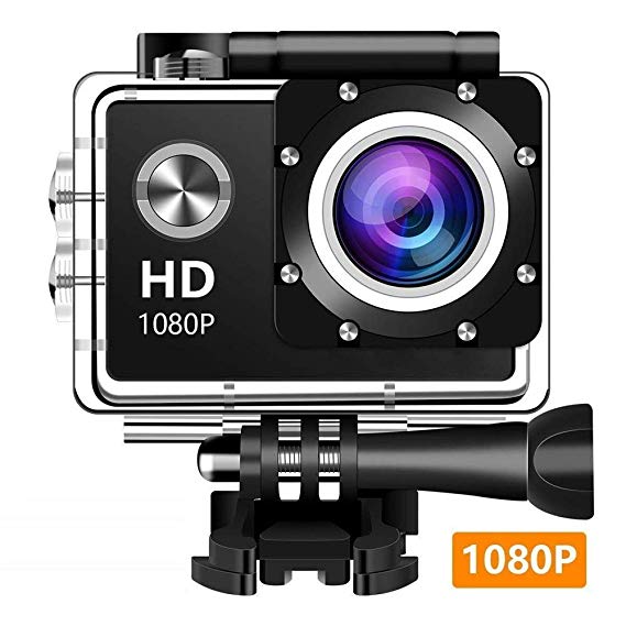 Action Camera, 12MP 1080P 2 Inch LCD Screen, Waterproof Sports Cam 140 Degree Wide Angle Lens, 30m Sport Camera DV Camcorder 10 Accessories Kit