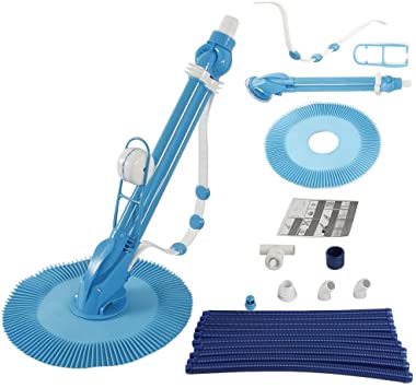 Simply-Me Automatic Swimming Pool Cleaner Suction Vacuum-Generic Climb Wall Pool Sweeper with 10pcs Hose,Blue
