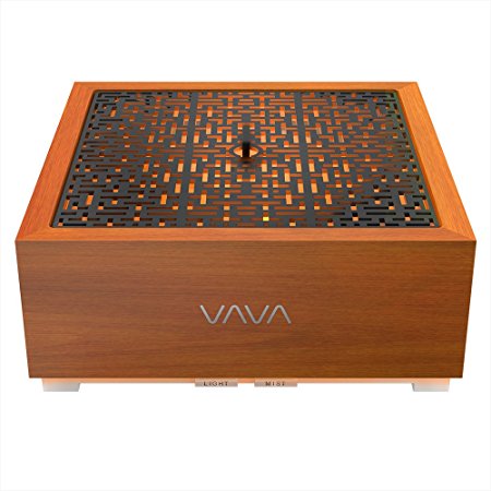 VAVA Essential Oil Diffuser, 90ml Aroma Diffuser with Real Solid Oak Wood Build, Japanese Zen Design Ultrasonic Diffusers with 5 Color LED Lights and Waterless Auto Shut-off Function for Home Bedroom