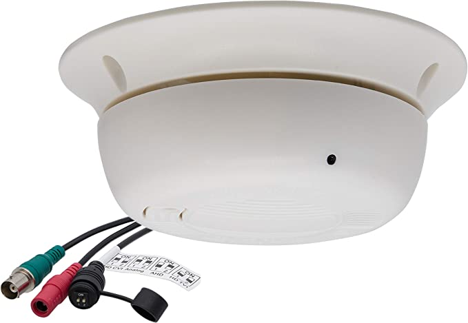 Evertech Smoke Detector Style Hidden Camera 1080p AHD TVI CVI Analog Non-Functional Smoke Alarm Detector Hidden CCTV Security Camera (12V Adapter is NOT Included)