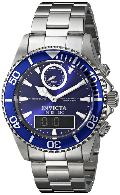 Invicta Men's 12469 Pro Diver Analog-Digital Display Swiss Quartz Silver Watch