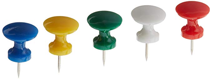 Swingline Work Essentials Jumbo Push Pins, Assorted Colors, 25 Count (S7071759)