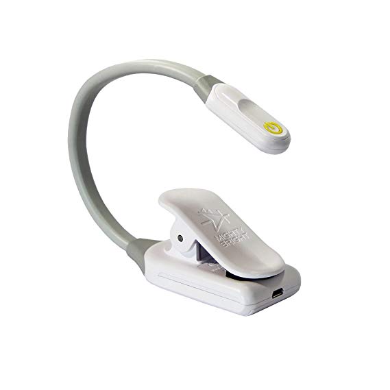 The Original Mighty Bright WonderFlex Clip On Book Light Reading Light, Warm Eye Care LEDs, Super Flexible, Durable, Dimmable, Perfect for Kids, Bookworms, Read in Bed, Batteries or Micro USB (White)