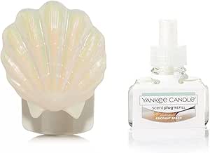 Yankee Candle Seashell with Light Scent-Plug Diffuser Base with a Coconut Beach Home Fragrance Electric Refill