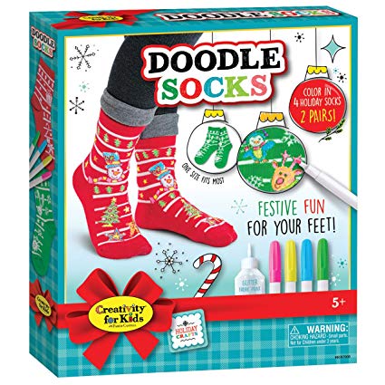 Creativity for Kids 6197000 Holiday Doodle Socks, Multicolor