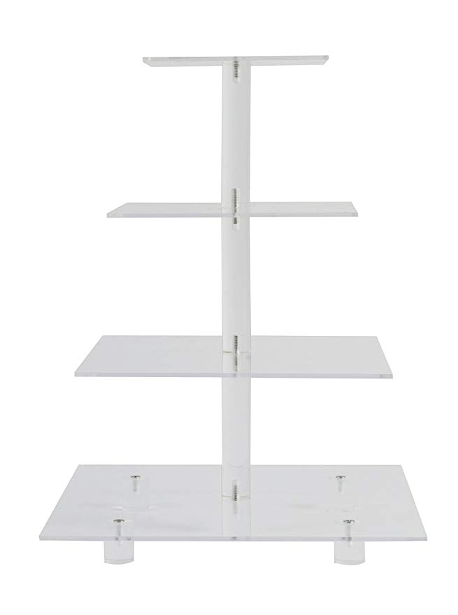 4 Tiers Square Maypole Wedding Party Tree Tower Acrylic Cupcake Display Stand