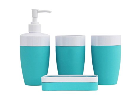 JustNile Plastic Rubber 4-Piece Bathroom Accessory Set - Modern Green