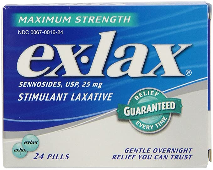 Ex-Lax Maximum Strength Sennosides, 25 mg, Stimulant Laxative Tablets for Gentle overnight relief, 24 count