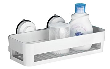 The Gecko Non Rust STRONG Suction Smooth Gloss White Bathroom Range (Shower Caddy/Shelf - GEK-300 - W)