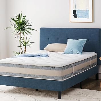 Zinus 10 Inch Comfort Support Hybrid Mattress [New Version], Fiberglass Free, Medium Firmness, Motion Isolation, Certified Safe Foams & Fabric, Bed-in-A-Box, Queen