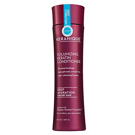 Keranique Volumizing Keratin Conditioner Deep Hydration for Hair Growth and Thinning Hair | Keratin Amino Complex, Free of Sulfates, Dyes and Parabens, 8 Fl Oz