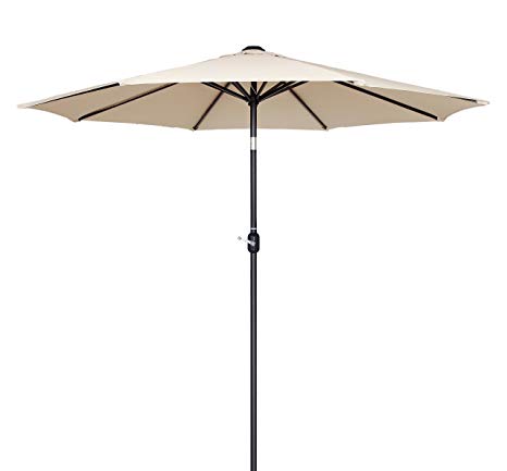 Tourke 10Ft Outdoor Steel Patio Market Umbrella with Push Button Tilt and Crank (Beige), 1.9" (48mm) steel pole