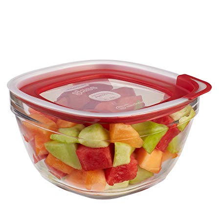 Rubbermaid Easy Find Lids Glass Food Storage Container, 11.5 Cup, Racer Red 2856007