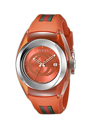 Gucci Stainless Steel Watch with Orange BYNC Band(Model:YA137311)