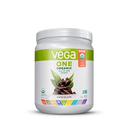 Vega One Organic All-in-One Shake, Plant Based Non Dairy Protein Powder, Chocolate, 9 Servings, 13.2 oz