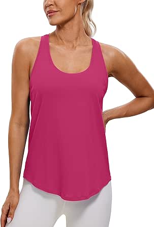 CRZ YOGA Womens Pima Cotton Racerback Workout Tank Tops Scoop Neck Loose Sleeveless Tops Athletic Gym Shirts