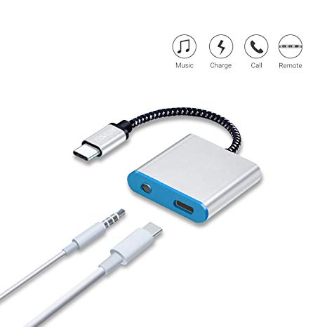Charging and Headphone Adapter Compatible with 2018 iPad Pro 3rd Generation, 11"/ 12.9", USB C to 3.5mm Earphone Jack & Charge Adapter, PD Charging Type C Audio Dongle Compatible with MacBook Pro/Air