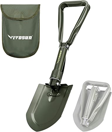 VIVOSUN Military Survival Shovel Folding Camping Tactical Shovel Multitool for Camping, Hiking, Backpacking