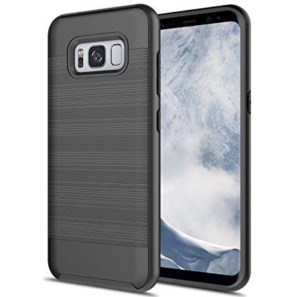 Samsung Galaxy S8 Case, [Dual Layer: Thin Silicone Interior   Heavy Duty Solid PC Back] Slim and Lightweight Case with Scratch Resistant Brushed Surface