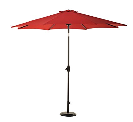 Grand Patio 9' Outdoor Aluminum Market Umbrella with Auto Tilt and Crank, 8 Ribs, Red