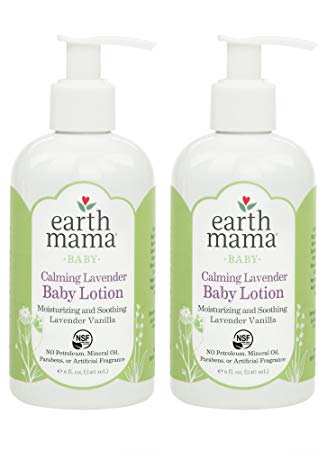 Earth Mama Calming Lavender Baby Lotion with Organic Calendula, 8-Fluid Ounce (2-Pack)